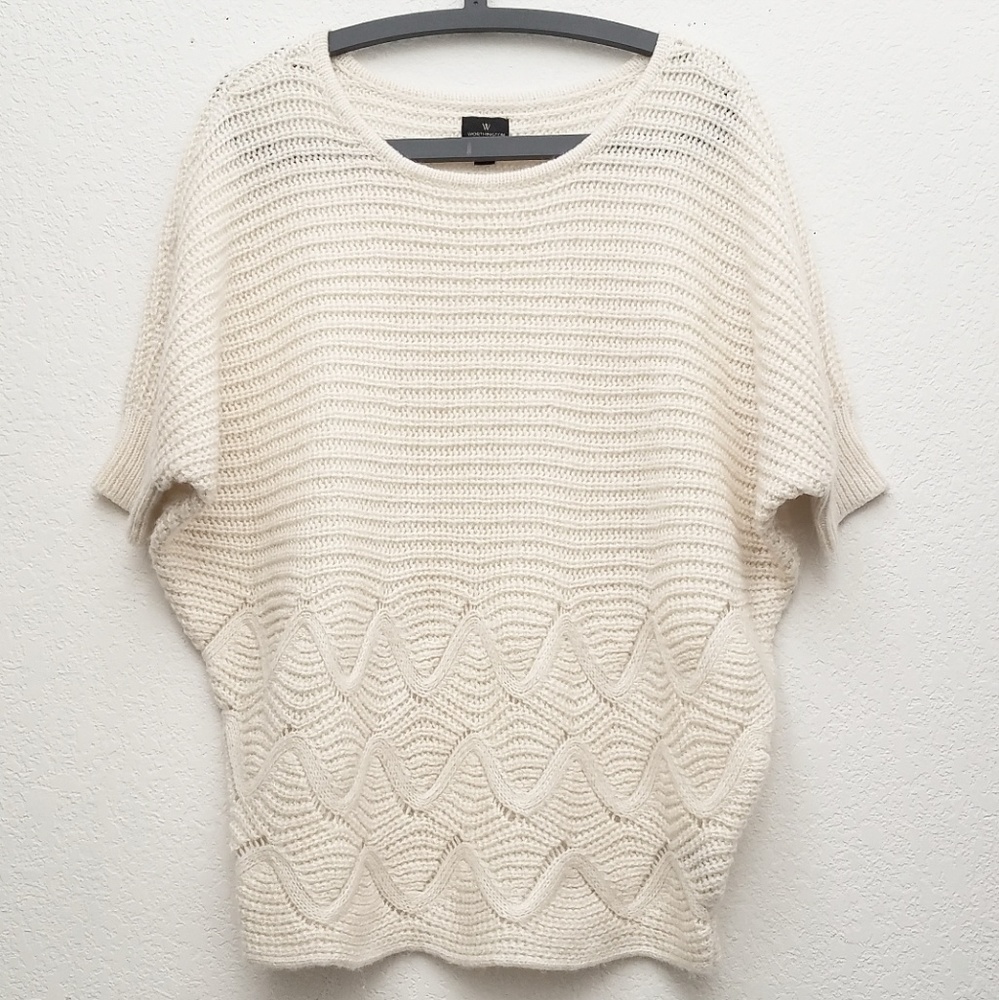 Worthington Cream W/Gold Short Sleeve Sweater